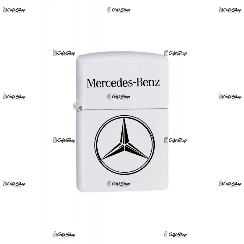 Mercedes, bricheta metalica gravata laser cu mesaj, model 3